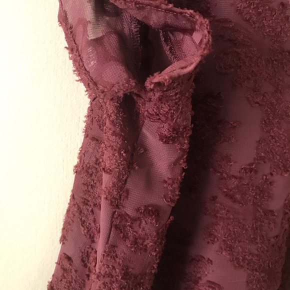 Burgundy Maroon Dark Berry Floral Blouse (Large) - Picture 8 of 9